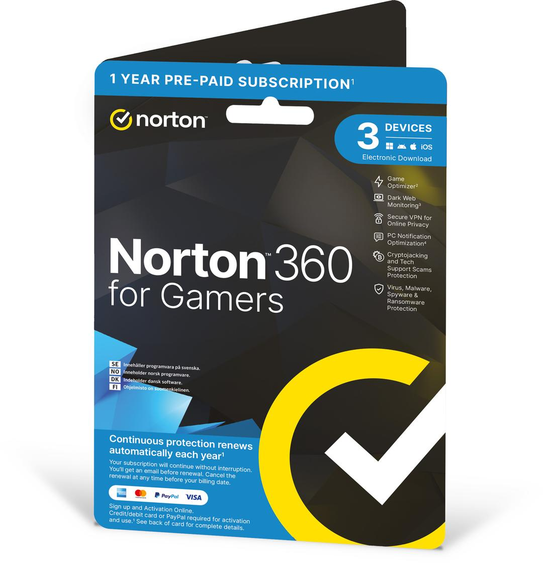 Norton 360 for Gamers Produktnøkkel (1 år / 3 enheter )