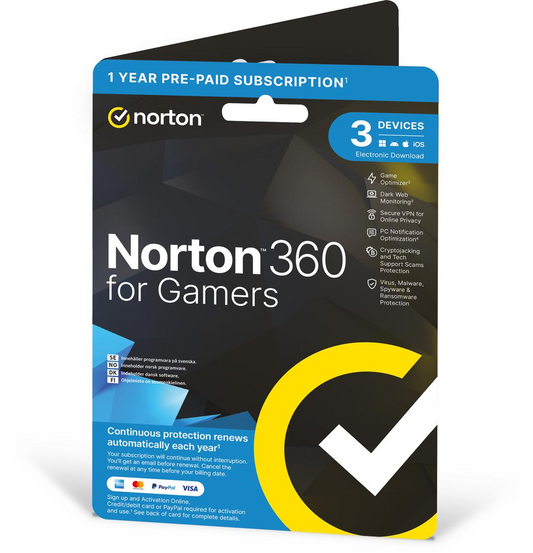 Norton 360 for Gamers Produktnøkkel (1 år / 3 enheter )